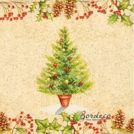 Serwetka decoupage firmy AMBIENTE wianek i choinka 33x33cm